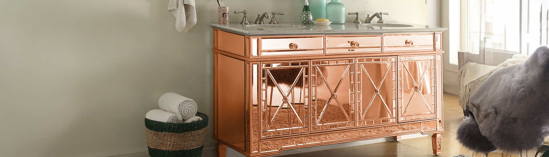 Copper Bathroom Cabinet Wraps