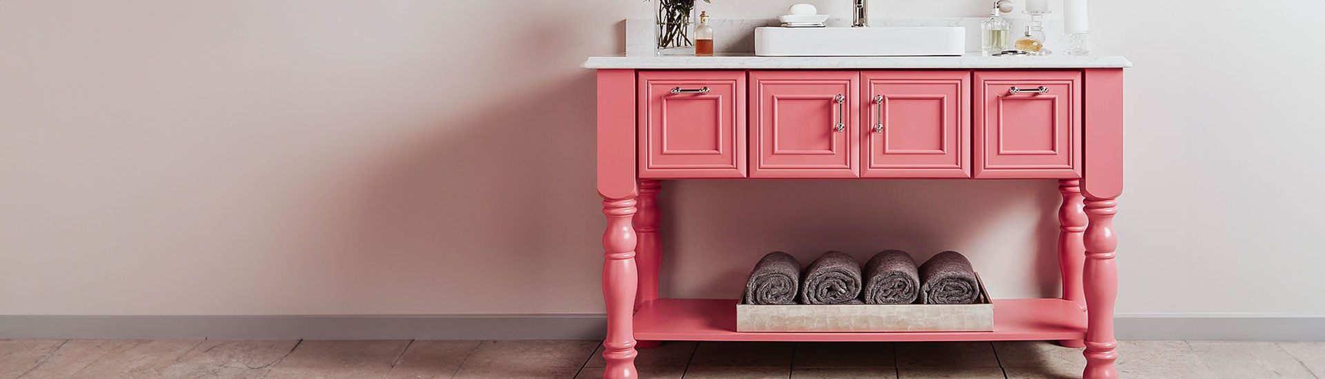Pink Bathroom Cabinet Wraps