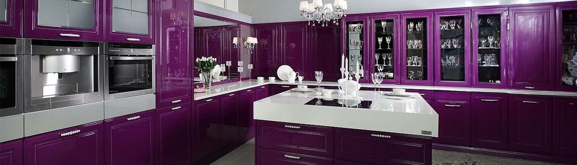 Purple Kitchen Cabinet Wraps