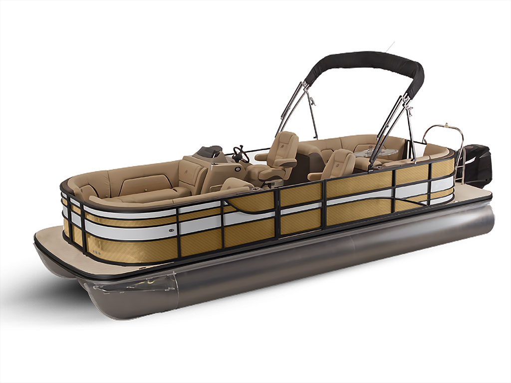 Rwraps 3D Carbon Fiber Gold Pontoon Custom Boat Wrap
