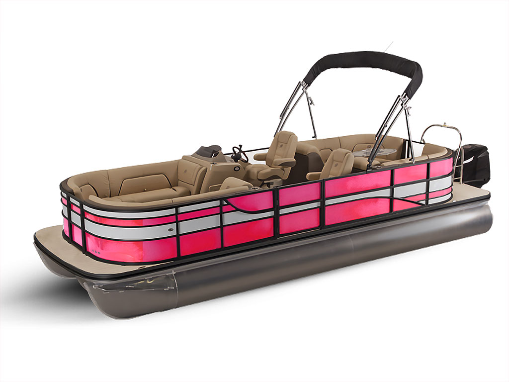 Rwraps Matte Chrome Pink Rose Pontoon Custom Boat Wrap