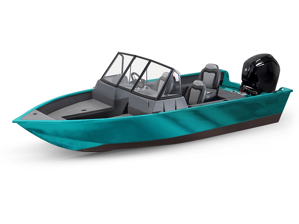 Rwraps Matte Chrome Teal Modified-V Hull DIY Fishing Boat Wrap