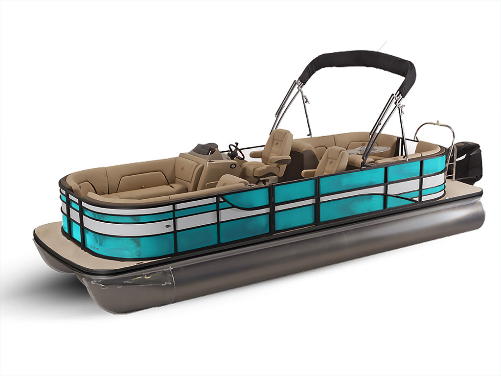 Rwraps Matte Chrome Teal Pontoon Custom Boat Wrap