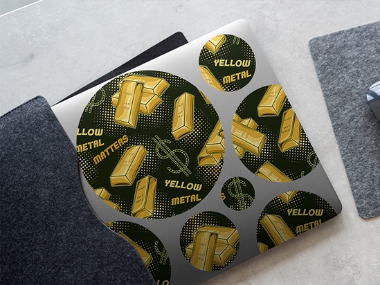 Yellow Metal Bling DIY Laptop Stickers