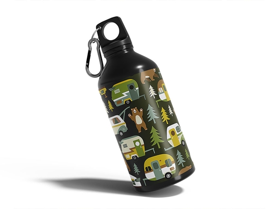 Bear Attack Camping Water Bottle DIY Stickers