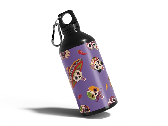 Lavender Calaveras Day of the Dead Water Bottle DIY Stickers
