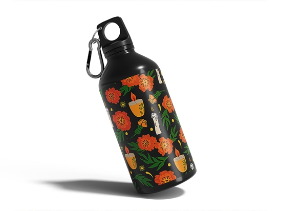 Midnight Candlelight Day of the Dead Water Bottle DIY Stickers