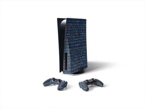 Blue Hieroglyphs Egyptian Sony PS5 DIY Skin