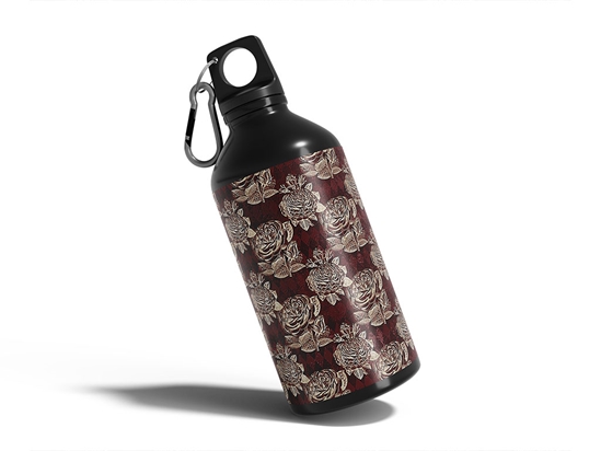 Damask Roses Gothic Water Bottle DIY Stickers