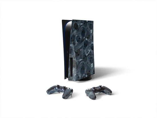 Blue Decomposition Skull and Bones Sony PS5 DIY Skin