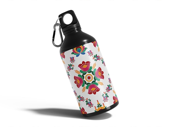 Embroidered Tulips Mandala Water Bottle DIY Stickers