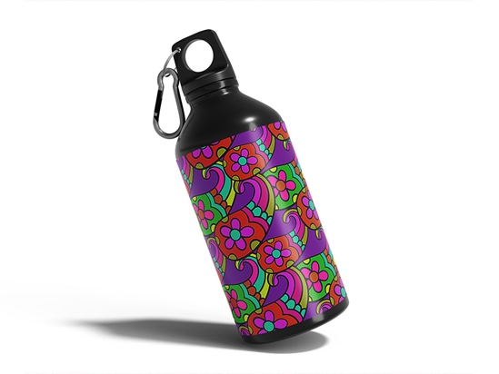 Psychedelic Sixties Paisley Water Bottle DIY Stickers