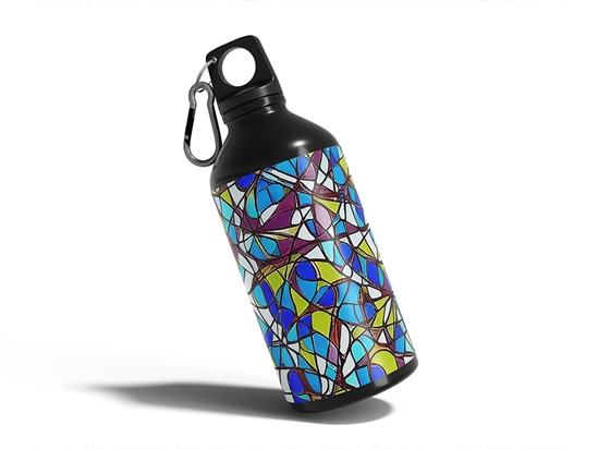 Blue Shards Stained Glass Water Bottle DIY Stickers