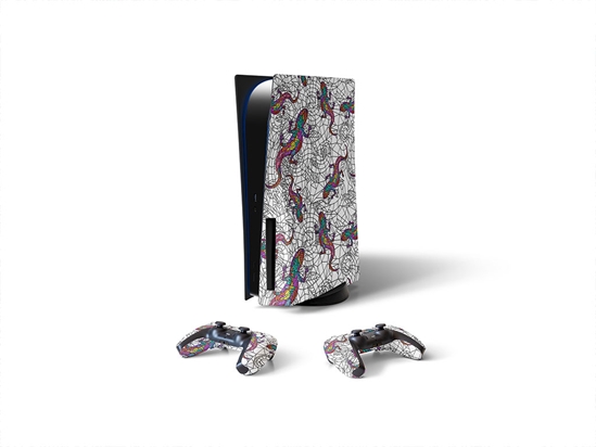 Glowing Geckos Stained Glass Sony PS5 DIY Skin