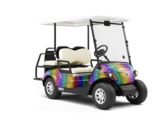 Rainbow Leopard Wrapped Golf Cart