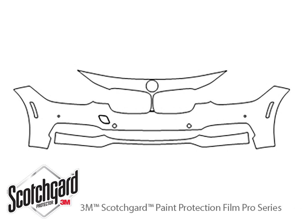 BMW 3-Series 2016-2018 3M Clear Bra Bumper Paint Protection Kit Diagram