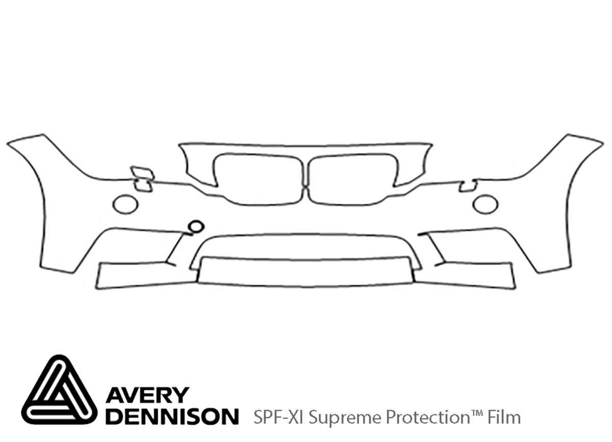 BMW X1 2013-2015 Avery Dennison Clear Bra Bumper Paint Protection Kit Diagram