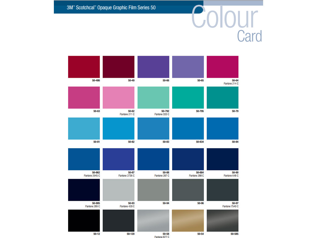 3m Wrap Colour Chart