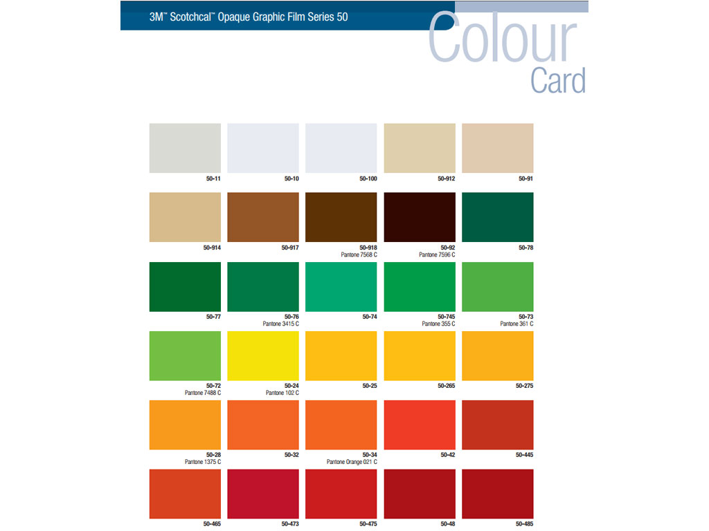 3m 50 Series Vinyl Colour Chart