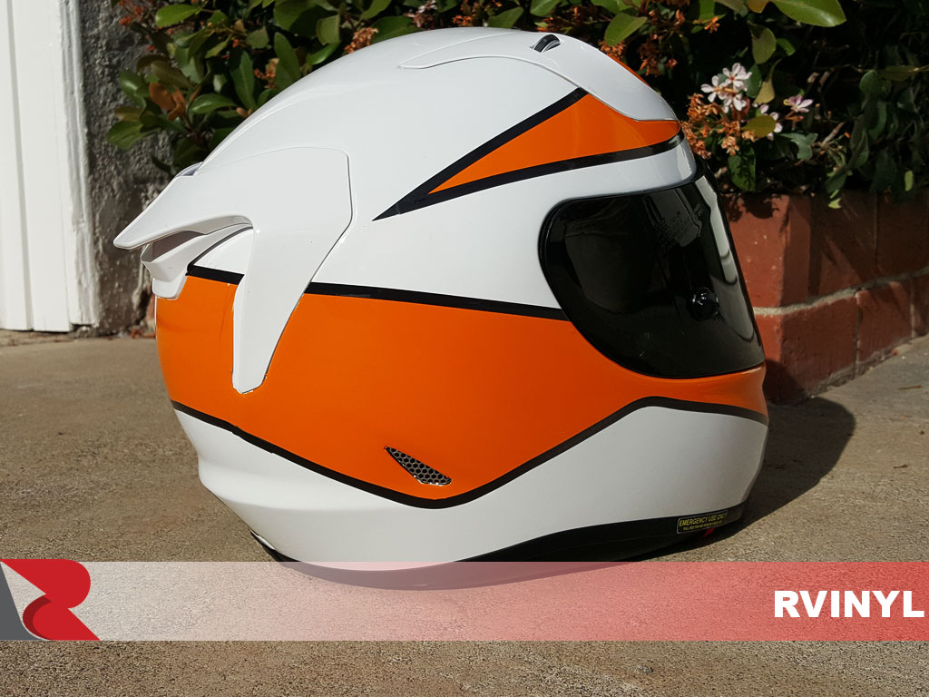 3M™ DIY Gloss Bright Orange Motorcycle Helmet Rear View