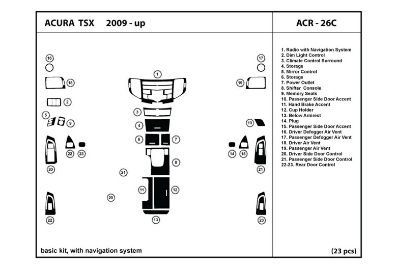 2010 Acura TSX DL Auto Dash Kit Diagram