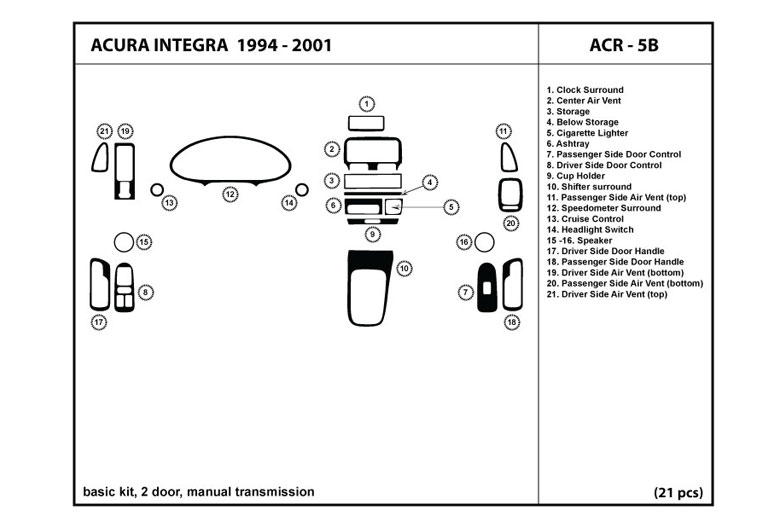 1994 Acura Integra DL Auto Dash Kit Diagram