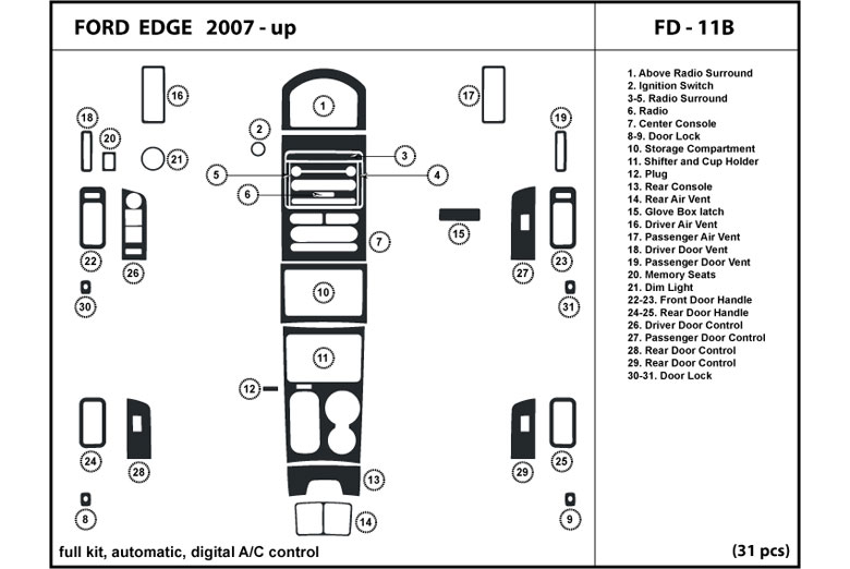 2010 Ford Edge DL Auto Dash Kit Diagram