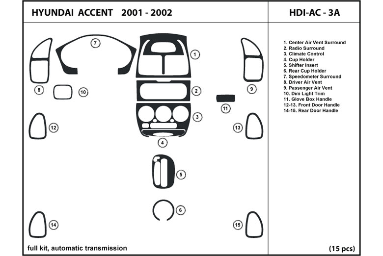 2001 Hyundai Accent DL Auto Dash Kit Diagram