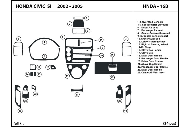 2002 Honda Civic DL Auto Dash Kit Diagram