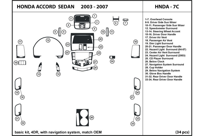 Dl Auto Honda Accord 2003 2007 Dash Kits