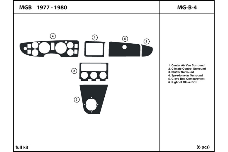 1977 MG MGB DL Auto Dash Kit Diagram