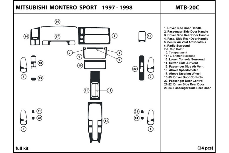 1997 Mitsubishi Montero Sport DL Auto Dash Kit Diagram