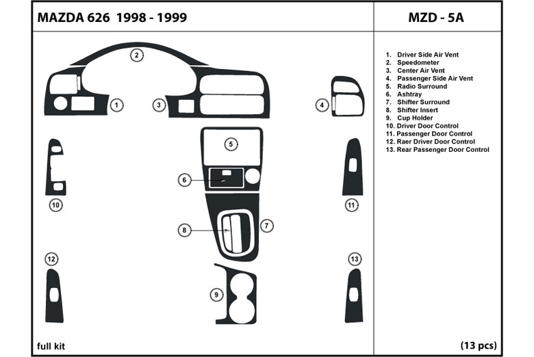 1998 Mazda 626 DL Auto Dash Kit Diagram