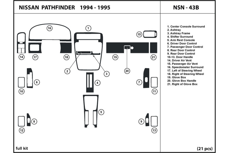 1994 Nissan Pathfinder DL Auto Dash Kit Diagram
