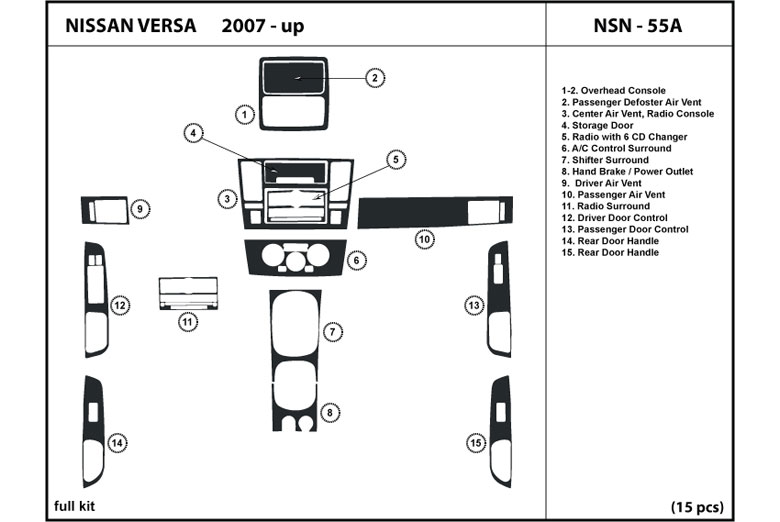2009 Nissan Versa DL Auto Dash Kit Diagram