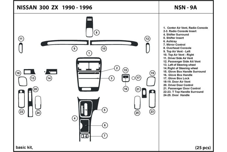 1995 Nissan 300ZX DL Auto Dash Kit Diagram