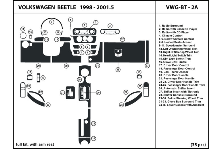 Volkswagen Beetle 1998 2001 Dash Kits