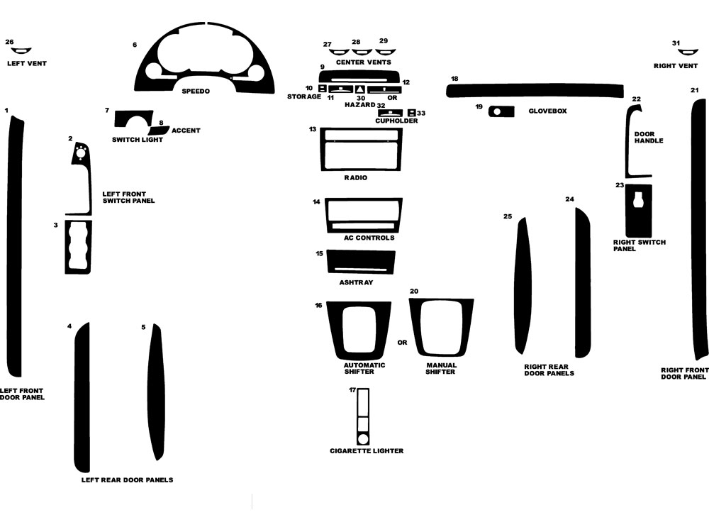 Audi A4 Convertible 2003-2006 Dash Kit Diagram