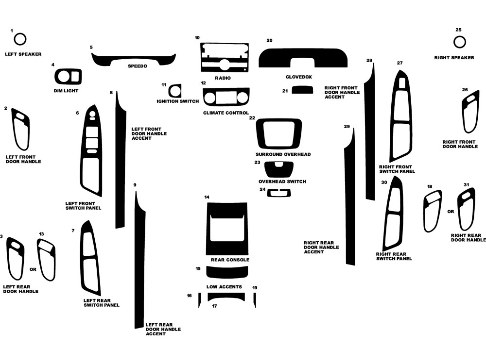 Chevrolet Impala LS / LT / LTZ 2006-2013 Dash Kit Diagram