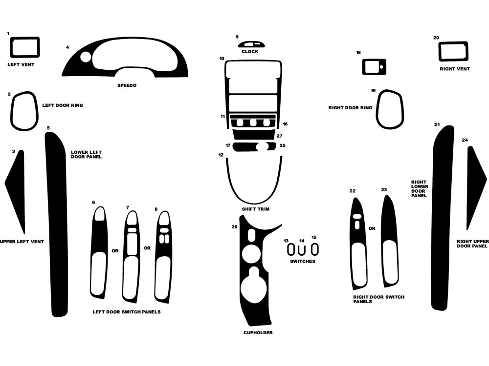 Ford Mustang 2001-2004 Dash Kit Diagram