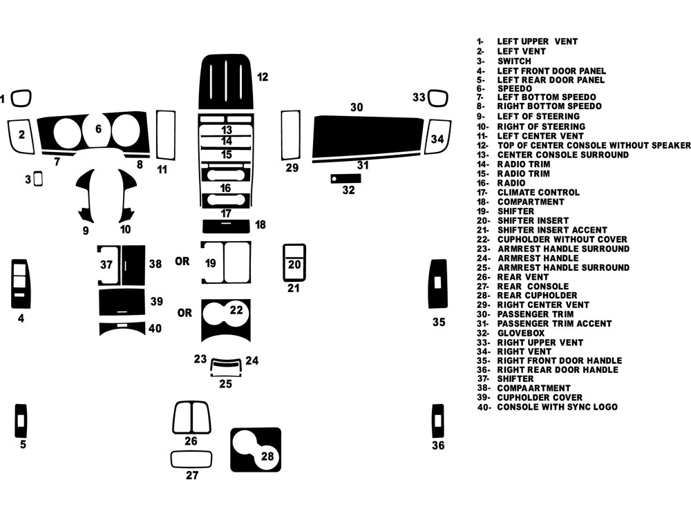 Ford Taurus 2010-2012 Dash Kit Diagram