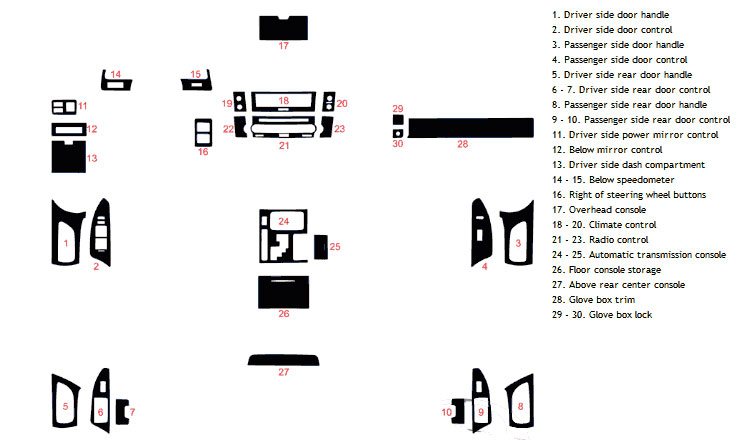 Lexus LX 2008-2021 Dash Kit Diagram