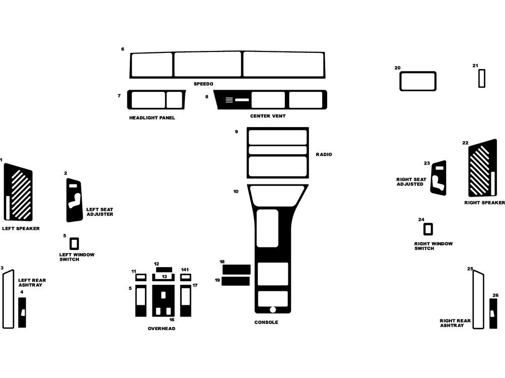 Lincoln Mark VII 1990-1992 Dash Kit Diagram