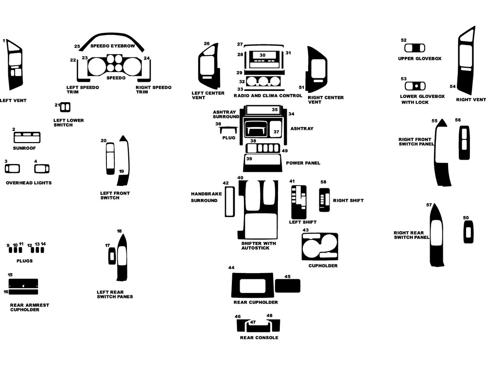 Mitsubishi Montero 2001-2006 Dash Kit Diagram
