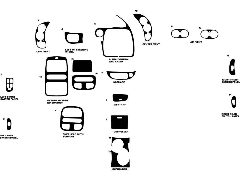 Pontiac Bonneville 2000-2005 Dash Kit Diagram