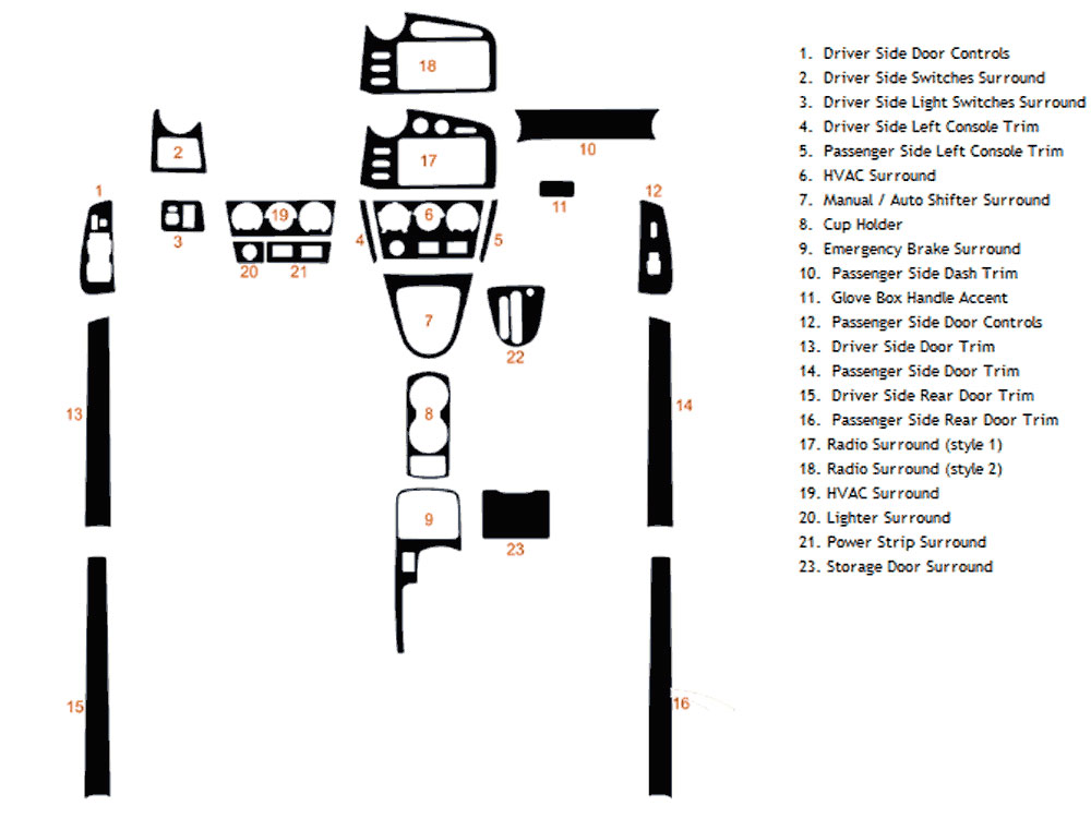 Pontiac Vibe 2003-2008 Dash Kit Diagram
