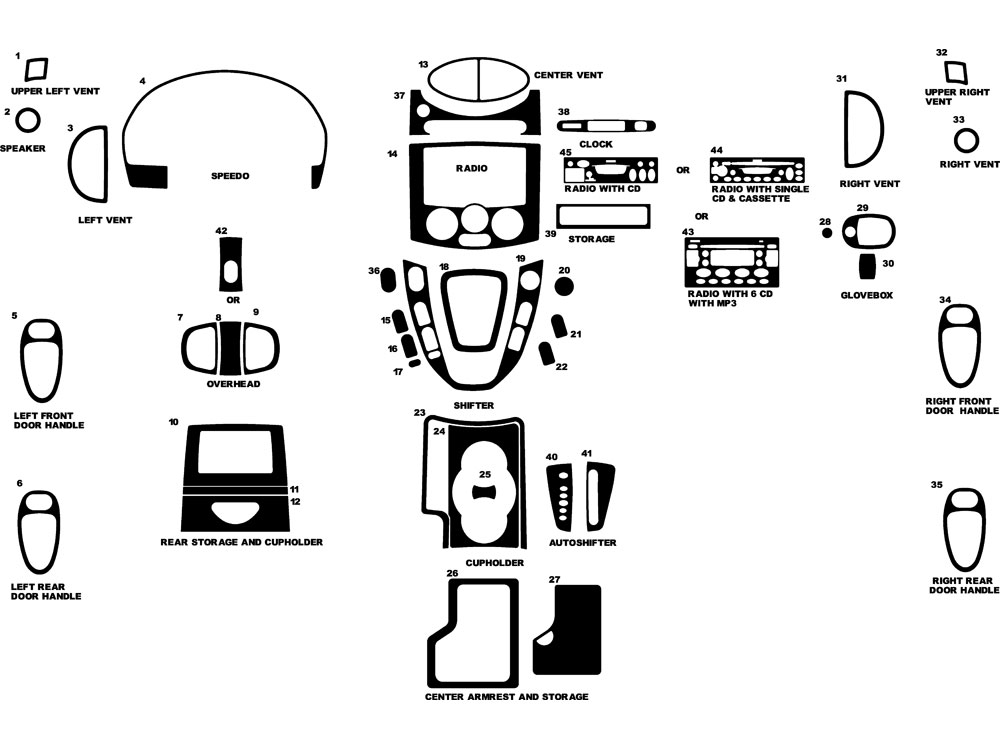 Saturn Vue 2002-2005 Dash Kit Diagram