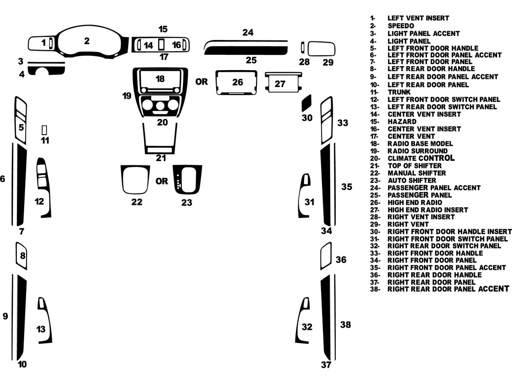 Volkswagen Jetta 2011-2014 Dash Kit Diagram