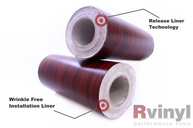 Mahogany Wood Grain Vinyl Wrap Film With Textured Red Wood Finish