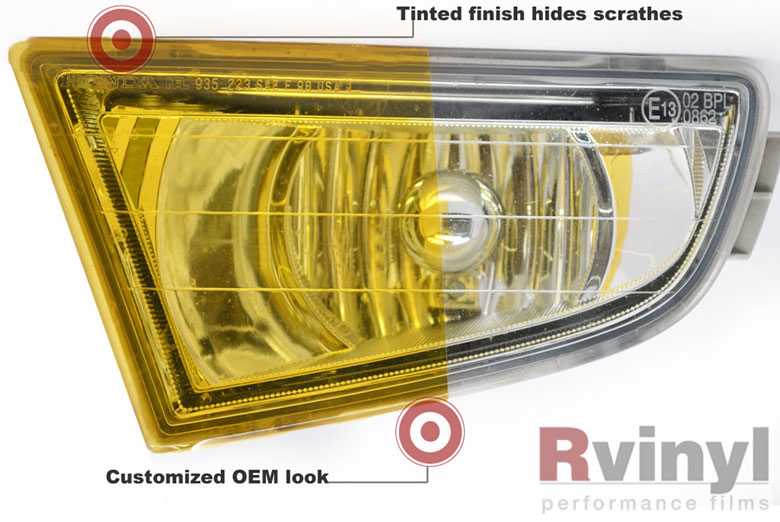 W 12" x 24" In Yellow Tint Headlights Tail Lights Fog Lights Vinyl Wrap Film